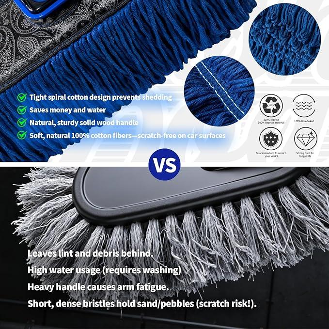 Flash Dog Car Duster Exterior with Car Duster Interior Wax Cotton Hair Scratch Free Cleaning for Cars, SUVs, Trucks | Waterless Dust Remover & Detailing Brushes Set with Storage - NeatNest