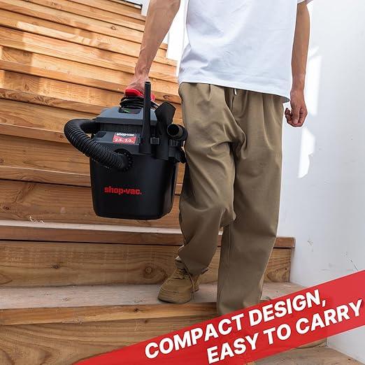 Shop-Vac 2.5 Gallon 2.0 Peak HP Wet Dry Vacuum with Blower, Wall-Mounted Portable Shopvac with 10 Feet Cord, 1.25 Inch x 4 Feet Hose, Small Vacuum Cleaner Ideal for Garage, Workshop & Home, 5430095 - NeatNest