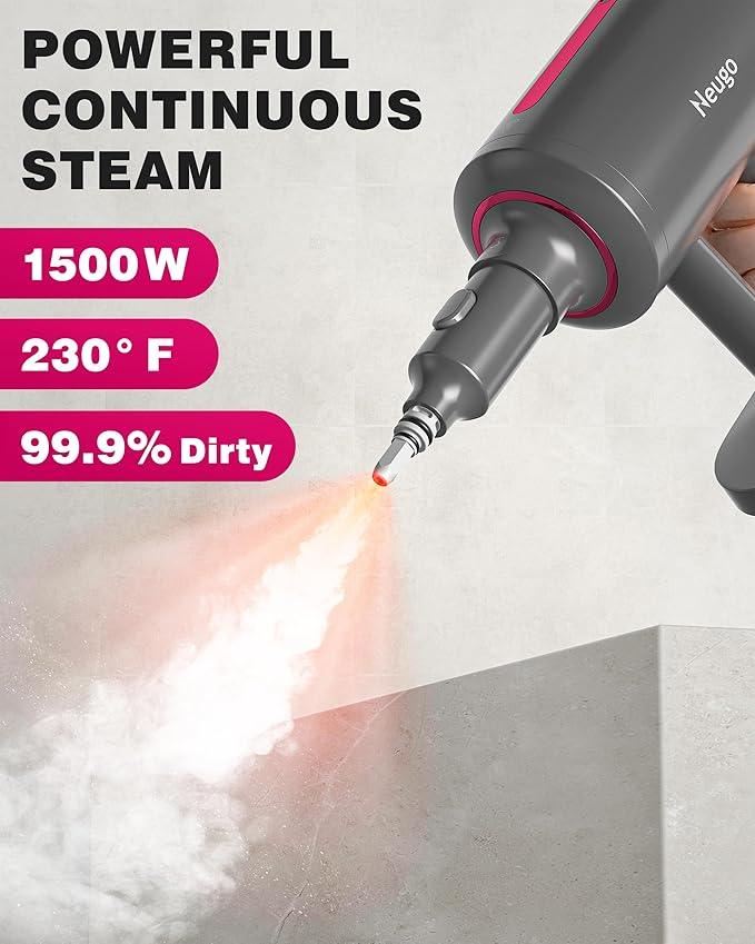 Steam Mop for Floor Cleaning, 7in1 Handheld Steamer Cleaner Detachable for Hardwood Laminate,Vinyl,Carpet,Tile,Grout,All Floors, Multi Purpose for Home,1500W 230℉ 23ft Cord,Front Sprayer,Store Station - NeatNest