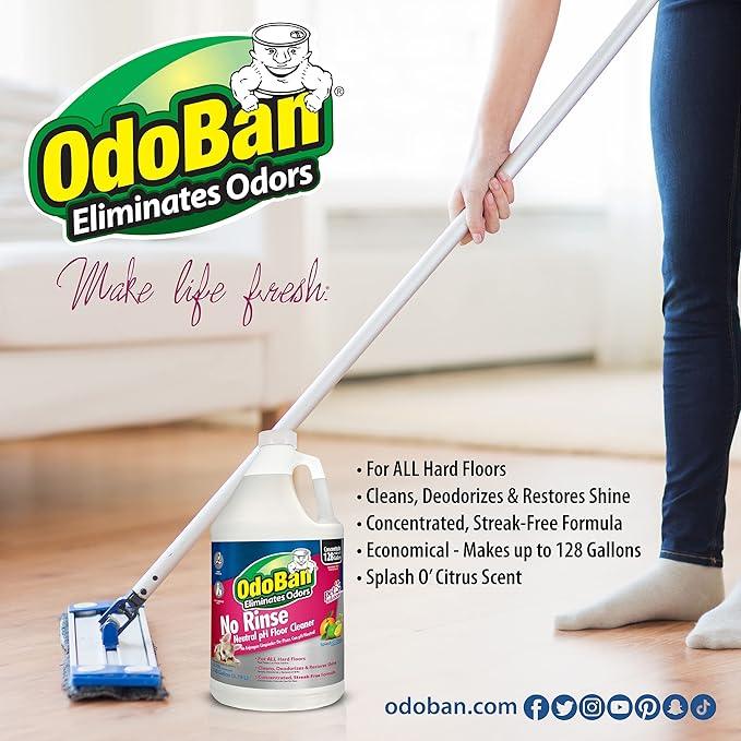 OdoBan Pet Solutions No Rinse Neutral pH Floor Cleaner Concentrate, Made in the USA, Splash O' Citrus Scent, 4 Gallons - NeatNest