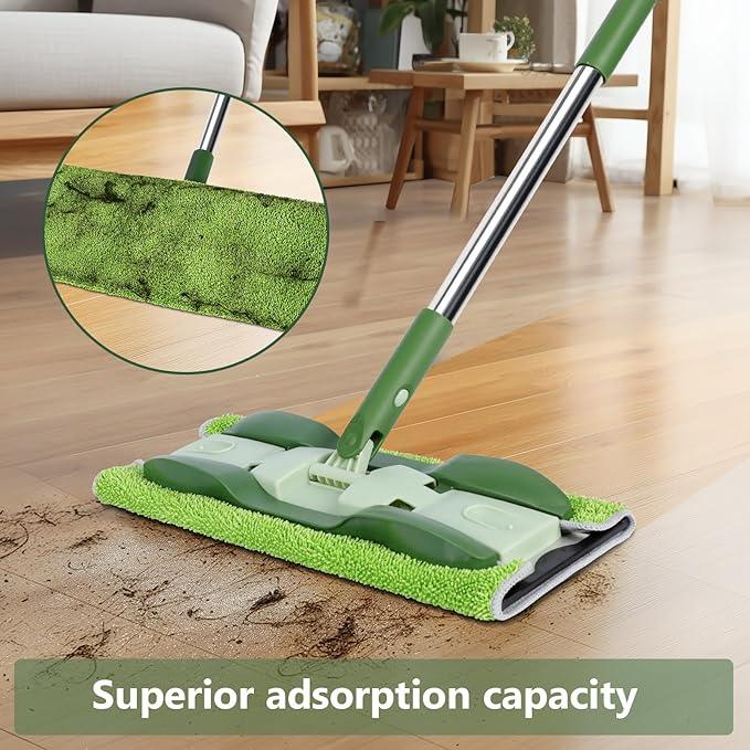 Microfiber Mops for Floor Cleaning,Masthome Professional Floor Mops with Washable Pads 4pcs,Wet Dry Use Flat Mop with 59'' Long Stainless Steel Handle,dust mop for Hardwood Floors Suitable Office Home - NeatNest