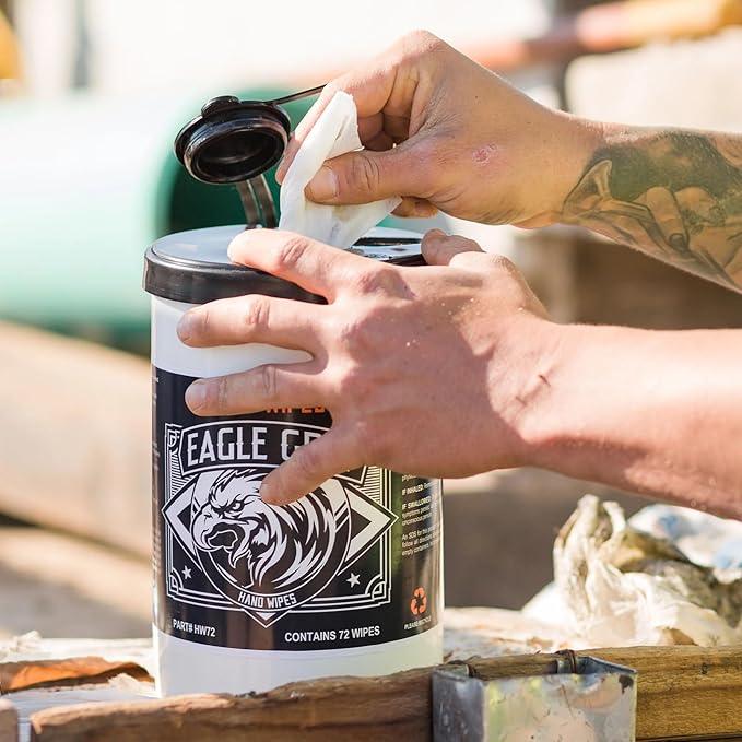 Eagle Grit Heavy Duty Cleaning Wipes – 72 XL Pre-Moistened Degreasing Hand & Tool Wipes – 10”x12” Industrial Strength Shop Towels – Removes Grease, Oil, Ink, Adhesives & Grime – USA Made - NeatNest