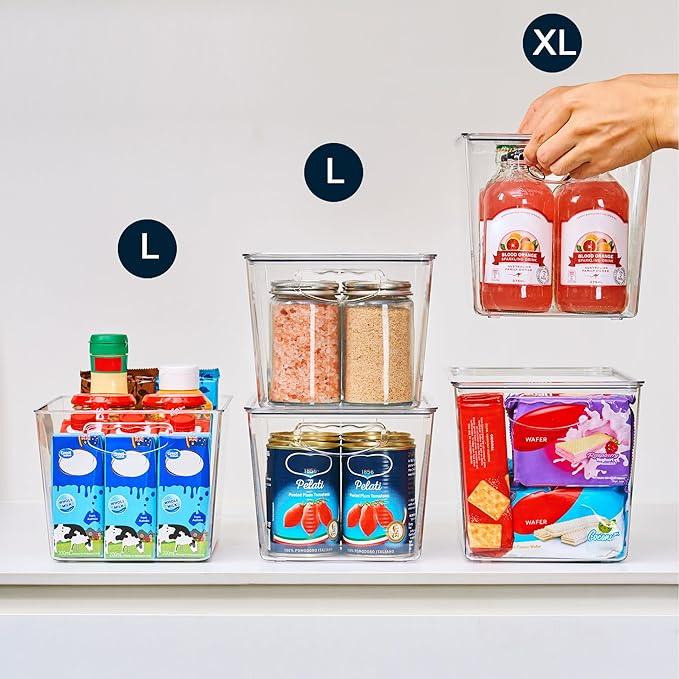 theaoo Clear Storage Bins with Lids Stackable - XLarge Plastic Containers for Pantry Organization and Storage - Perfect for kitchen,Fridge,Laundry Room,Bathroom,Garage,Closet,Cabinet Organizer -4 Pack - NeatNest
