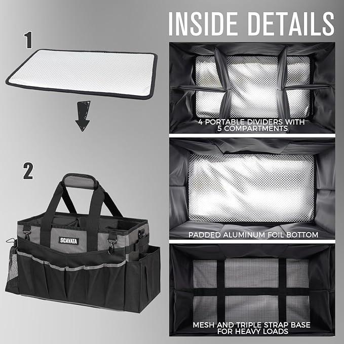 Wearable Cleaning Caddy Bag, Cleaning Caddy Supplies Organizer with Handle & Shoulder Straps for Housekeepers, Under Sink & Car Cleaning Tool Organizers with 4 Foldable Divider (DarkGrey) - NeatNest