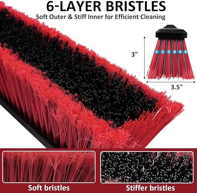 Honclea 18” Push Broom with 70” Adjustable Handle - Heavy Duty Outdoor Broom for Shop, Garage, Patio, Driveway, Yard & Deck Cleaning - NeatNest