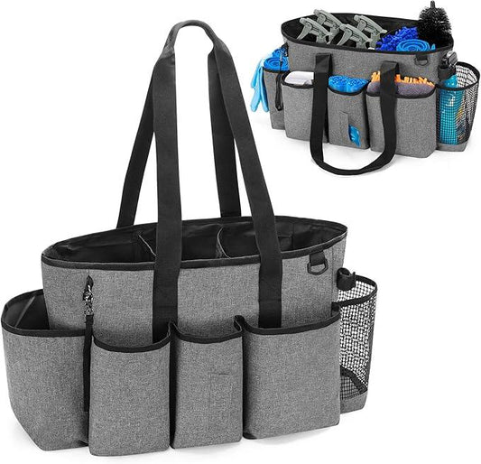 LoDrid Professional Cleaning Tote Caddy for Cleaning Supplies, Cleaning Bag Organizer with Dividers and Handle Strap for Housekeepers Work, Gray, (Bag Only) - NeatNest