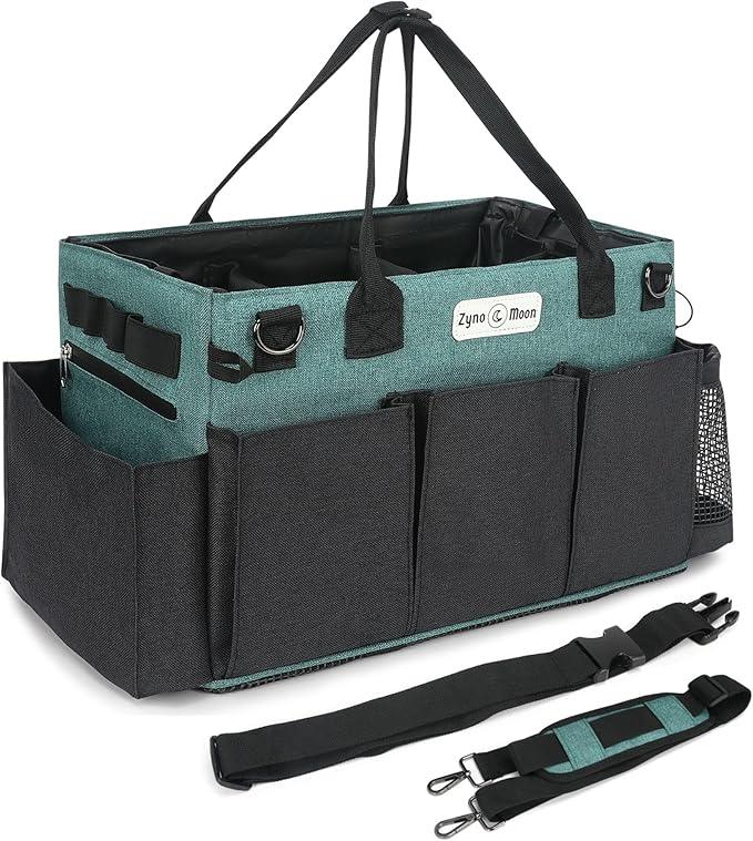 Wearable Cleaning Caddy – Portable Detailing Organizer with Spill-Proof Liner, Straps & Handles – Large Tote for Cleaning Pros, Auto Detailers, and Housekeepers – Green/Gray - NeatNest