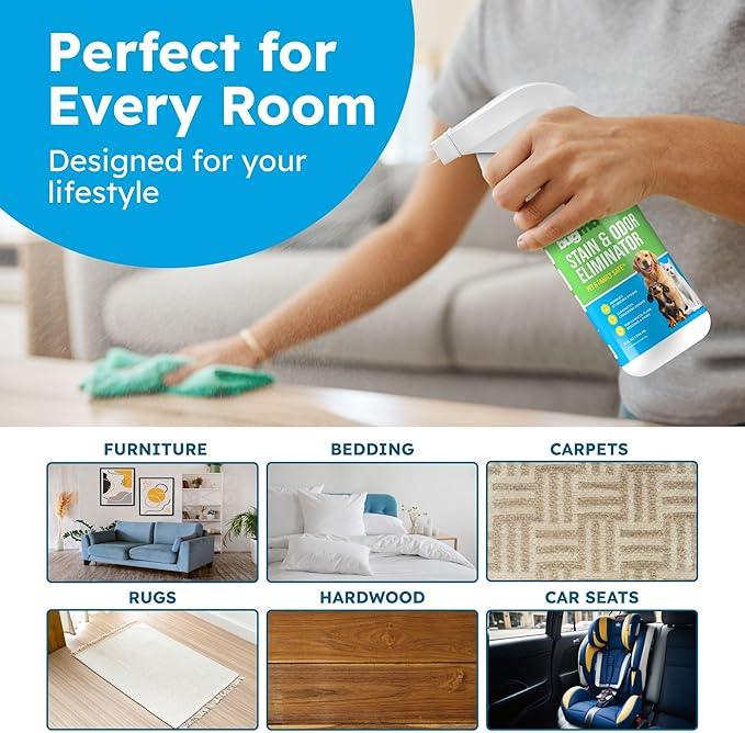 BugMD Enzyme Cleaner for Dog & Cat Urine | Pet Stain and Odor Remover for Carpet & Home | Unscented Urine Destroyer & Deodorizer - NeatNest