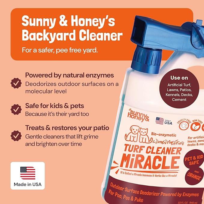 Sunny & Honey Outdoor Turf Cleaner - 32 Fl Oz - Pet Urine Enzyme Cleaner - Dog Urine Neutralizer for Grass - Long-Lasting Orange Scent & Yard Sprayer Ready - NeatNest