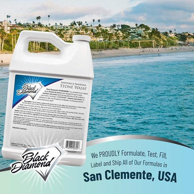 Black Diamond Stoneworks Natural Stone Cleaner - Limestone, Slate & Travertine Cleaner - Natural Stone Shower Cleaner for Marble - Concentrated PH Neutral Stone Floor Cleaner - 1-Gallon. - NeatNest