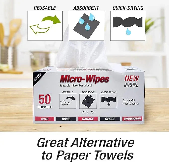 Eurow 200GSM Microfiber Cleaning and Drying Cloths with Dispenser Box, Reusable, Streak-Free, Scratch-Free, Ultra Absorbent, Edgeless for All Surface Types, 12x12in, 50-Pack, Orange - NeatNest