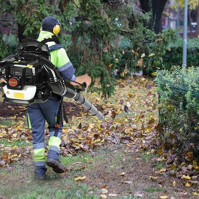 Backpack Leaf Blower,52CC Backpack Leaf Blower Gas Powered,550CFM 2-Stroke Engine Gas Leaf Blower,Powerful Air Cooling Gasoline Backpack Blower Snow Blower for Garden Yard (550CFM Black) - NeatNest