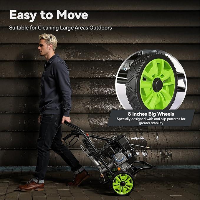 4200PSI Gas Pressure Washer 4.0GPM Gas Power Washer 212CC Gas Powered Washing Machine Commercial High Pressure Washer with 25ft Hose&5 Nozzles for Patio Garden Yard Vehicle,EPA/CARB/ETL (Black) - NeatNest