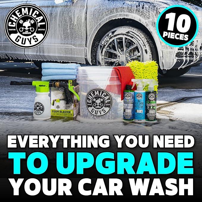 Chemical Guys 10-Piece Arsenal Builder Car Wash Kit with Foam Gun, Bucket, and 3 - 16 fl oz Car Care Products & Chemicals - Works with Garden Hose for Trucks, SUVs, Motorcycles, and More - NeatNest