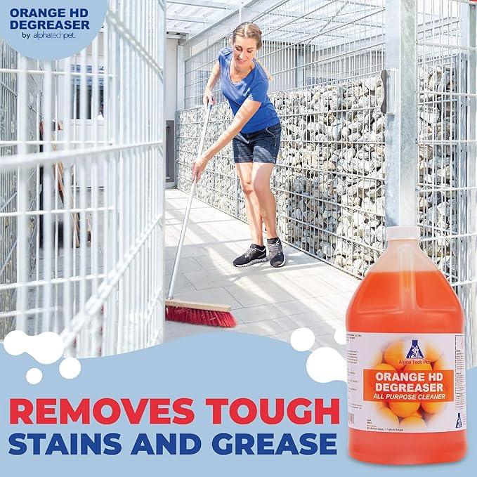 Orange HD Degreaser - Citrus Heavy Duty Degreaser and Cleaner for Tough Stains and Grease, Fast-Acting, Non-Corrosive Cleaner, 1 Gallon by Alpha Tech Pet - NeatNest