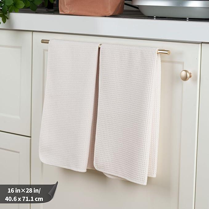POLYTE Premium Microfiber Kitchen Dish Hand Towel Waffle Weave 12 Pack (16x28 in, Off White) - NeatNest