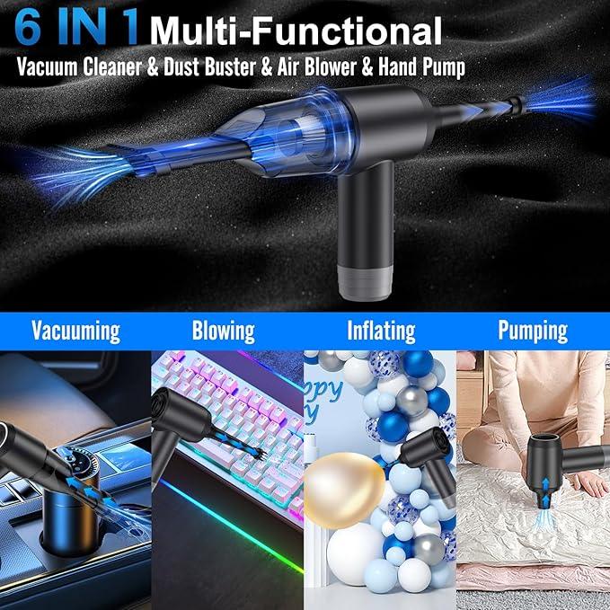 Fanisic Car Vacuum Handheld Vacuum Cleaner/Air Duster, 18000PA Strong Suction with Brushless Motor, Rechargeable Dust Buster/Hand Pump Low Noise for Car Detailing Home Office Cleaning - NeatNest