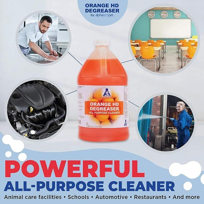 Orange HD Degreaser - Citrus Heavy Duty Degreaser and Cleaner for Tough Stains and Grease, Fast-Acting, Non-Corrosive Cleaner, 1 Gallon by Alpha Tech Pet - NeatNest