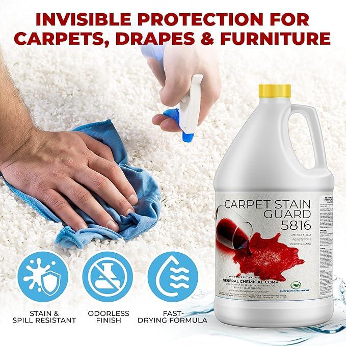 General Chemical Stain Shield Spray - Safe Fabric Protector Spritz and Stain Guard 5816 for Upholstery, Carpets, Rugs, Drapes & More - Impermeable Protectant Spray for Outdoor & Indoor Use -4 Gal Case - NeatNest