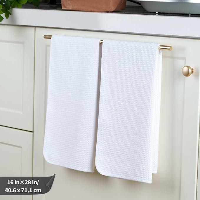 POLYTE Premium Microfiber Kitchen Dish Hand Towel Waffle Weave 12 Pack (16x28 in, White) - NeatNest