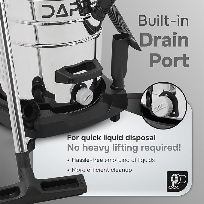 26.5 Gallon 11 Peak HP Wet/Dry Vacuum, Stainless Steel Tank, 2 in 1 Function Portable Shop Vacuum with Attachments, Built-in Drain Ideal for Jobsite, Garage & Workshop. - NeatNest