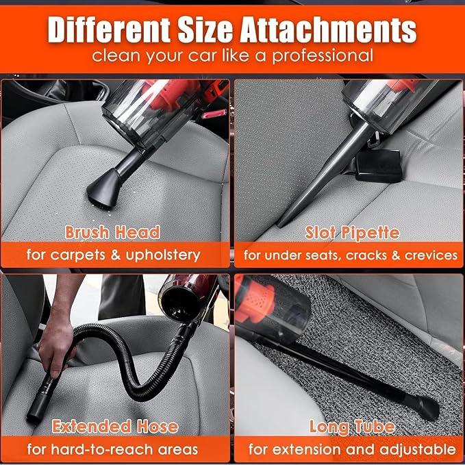 Viewsun Car Cleaning Kit, Orange 17pcs Car Interior Detailing Kit with High Power Handheld Vacuum, Detailing Brush Set, Windshield Cleaner, Cleaning Gel, Complete Auto Accessories for Women Men Teens - NeatNest