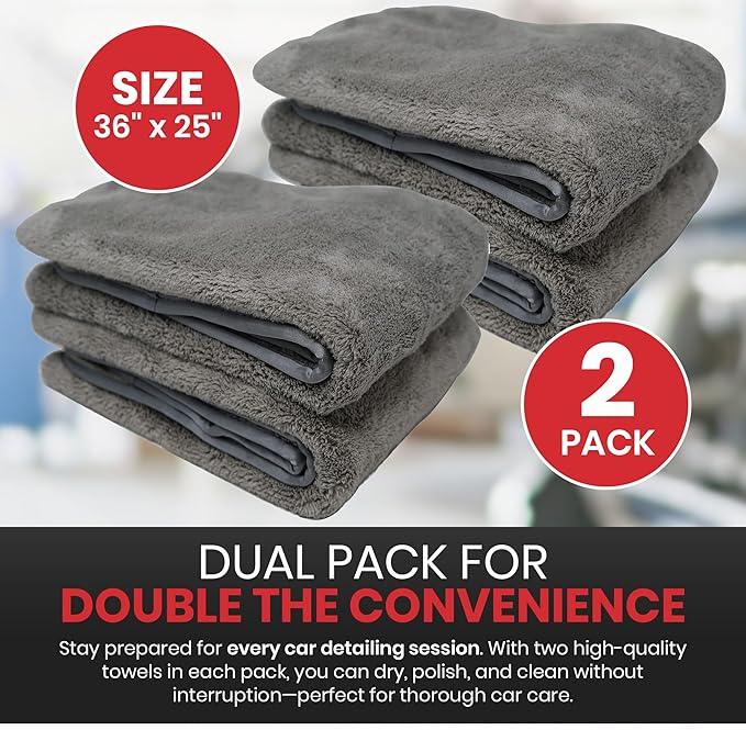 Platinum Microfiber Towels for Cars Extra Large Towel Set of 2 Drying Towels with Maximum Absorbency, Scratch Free Wash Towels for Detailing, Microfiber Cleaning Cloth Towel Kit - NeatNest