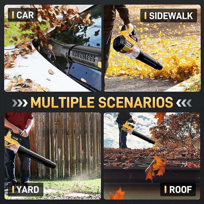 Leaf Blower Cordless, 21V Electric Blower with 2 3.0Ah Battery and Charger - Powered Air Blower 580CFM/160MPH - Lightweight Leaf Blower for Lawn Care, Patio Cleaning, Blowing Leaves and Dust - NeatNest
