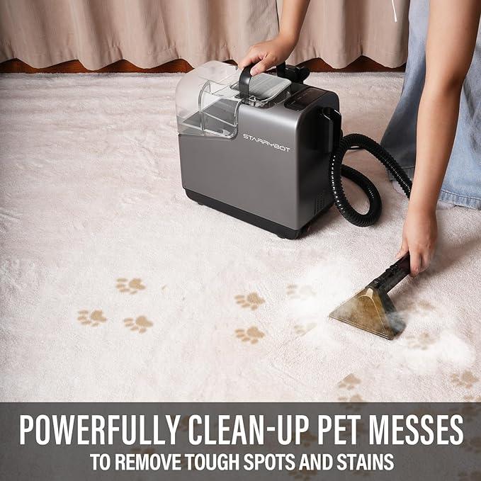 Portable Carpet Cleaner Machine with Steam and Heating Techology,18Kpa Powerful Suction with Versatile Tools for Pets, Couch,Spot Cleaner for Stairs/Furniture/Rug(Gray,3"&5"Hand Tool) - NeatNest