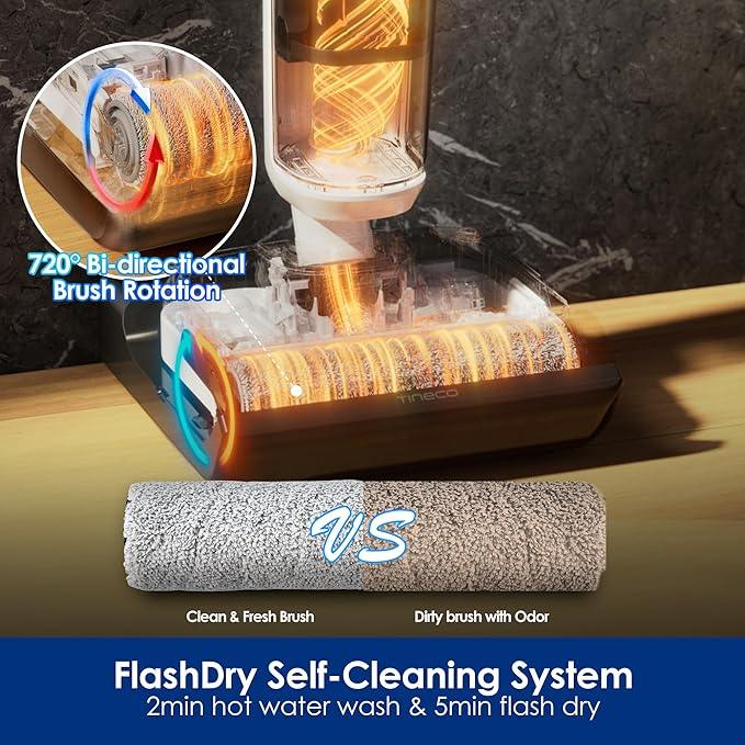 Tineco Floor ONE Stretch S6 Cordless Wet Dry Vacuum Cleaner, 180°Lay-Flat Smart Vacuum Mop, 40 Minutes Long Runtime 158℉ Flashdry Self-Cleaning, Dual-Sided Edge Cleaning Lightweight Floor Cleaner - NeatNest