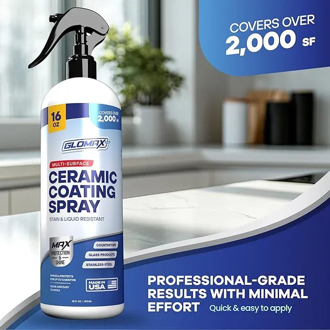 Home Ceramic Coating Spray Kit (16 oz) - Shine, Seal & Protect Stainless Steal, Glass, Kitchen & Bath Surfaces - Extremely Hydrophobic - Repels Stains & Grime - Includes 2 Micro Fiber Towels - NeatNest