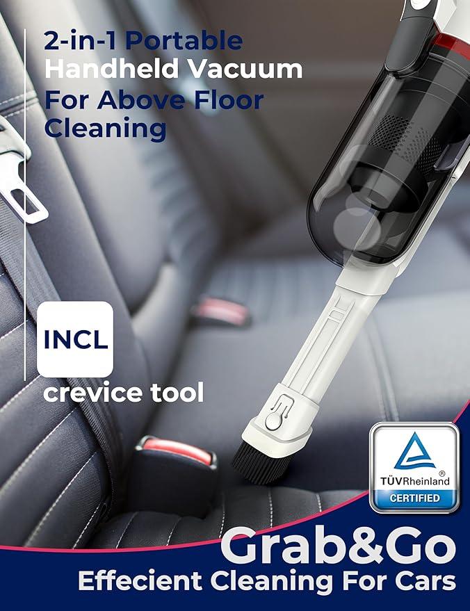 Roomie Tec SlimVac Pro Cordless Vacuum Cleaner for Home - 2200mAh Battery, High Suction Power, Lightweight, Detachable Handheld with HEPA Filter – Multi-Surface Cleaning for Carpets, Hard Floors, Cars - NeatNest