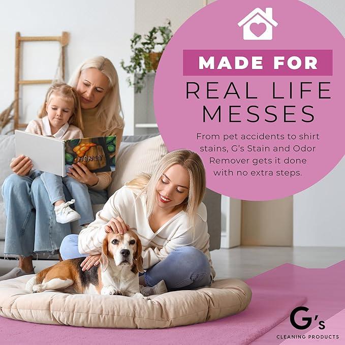 G's Cleaning Biodegradable Stain & Odor Remover Spray – 32 oz Pet Urine Enzyme Cleaner – Pet Odor Eliminator for Home – Cat & Dog Pee Carpet Cleaner – Stain Remover for Rug, Floor, Furniture, Mattress - NeatNest