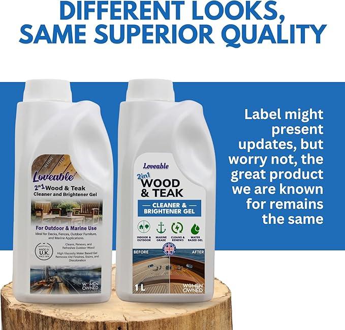 EcoDecors Loveable 2 in 1 Wood & Teak Cleaner and Brightener Gel, 1 L, for Outdoor Use, Cleans, Renews, and Refreshes Outdoor Wood - NeatNest