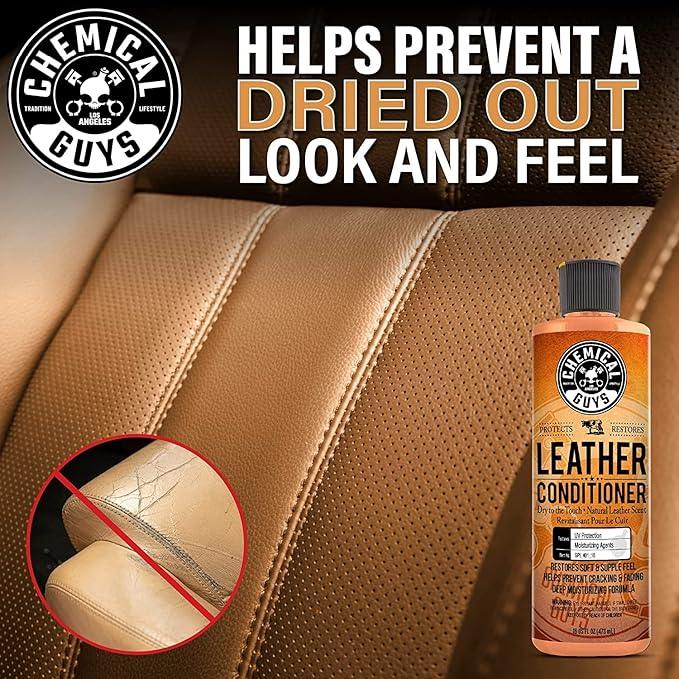 Chemical Guys SPI410 Leather Cleaner and Conditioner Bundle with ACC_S95 Long Bristle Horse Hair Leather Cleaning Brush, Safe for Car, Home, Office, & More (3 Item Bundle with 2-16 fl oz Bottles) - NeatNest