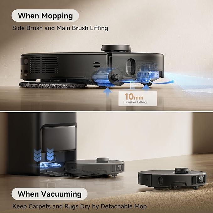 Mova P50 Pro Ultra Robot Vacuum and Mop, 19,000Pa Suction with Anti-Tangle Brush, Removable & Liftable Mop for Carpet & Floor, 167℉ Mop & Washboard Self Drying & Cleaning, Auto Empty & Refill, Black - NeatNest