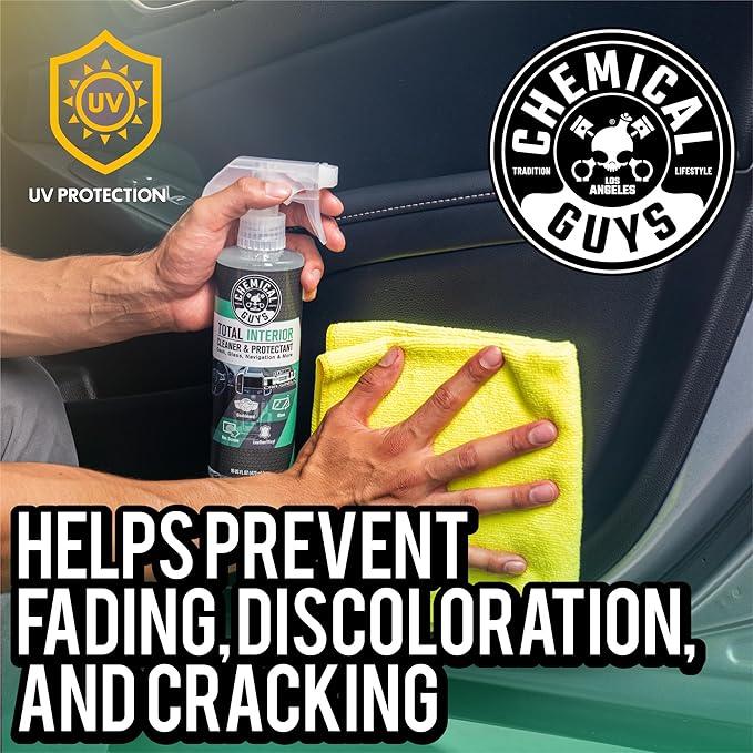 Chemical Guys Total Interior Cleaner & Protectant - New Car Scent, Car Cleaning Spray, Cleans and Protects Leather, Vinyl, Plastic, Rubber, and Glass, Safe for Trucks, SUVs, Jeeps, RVs & More - 16 oz - NeatNest