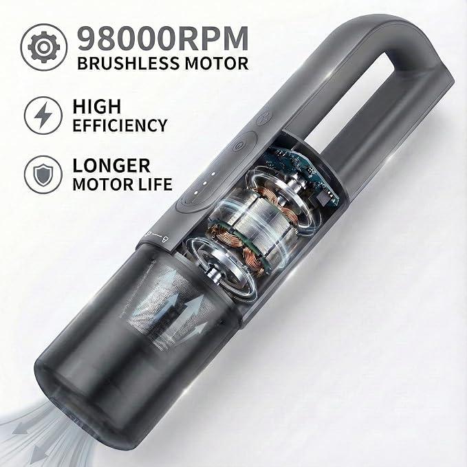 Handheld Vacuum Cordless, 5-in-1 Car Vacuum Portable Cordless 30 Mins Rapid Rechargeable Hand Vacuum Brushless Motor 19000Pa Strong Suction, Dust Busters for Car Home with 4 Nozzles, Gray - NeatNest