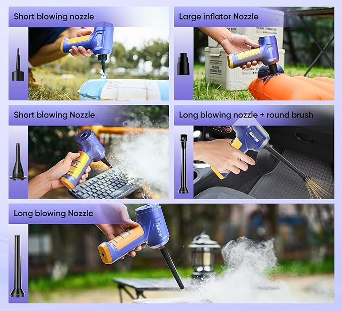 Car Vacuum Portable Cordless 3 in 1 Handheld Car Vacuum 15000PA High Power with Brushless Motor,5200mAh withType-C Charing Small Vacuum Cleaner Portable Cordless,SW101Blue Yellow - NeatNest