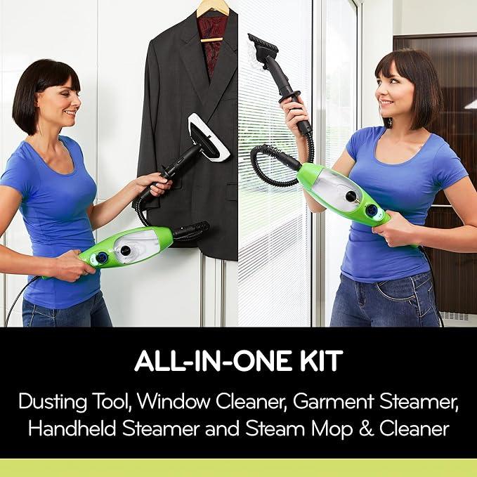 H2O X5 5-in-1 Multi-Purpose Steam Mop, Handheld Steam Cleaner, Adjustable Height, Removable Tank, Large Capacity, Rapid Heat Up, Steam Control, Lightweight, High Pressure with additional 3pk pads - NeatNest