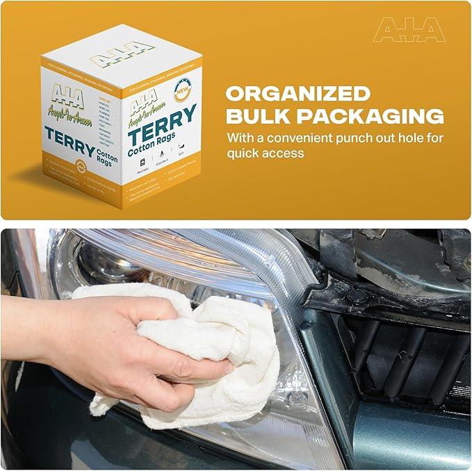 Angel-in-Armor White Terry Cloth Rags (12” x 12”) – 25Ib Bulk Box of 100% Cotton Cleaning Rags (300 Units) – Reclaimed Towels for Plumbers, Shop Use, Janitorial, and Commercial Cleaning - NeatNest