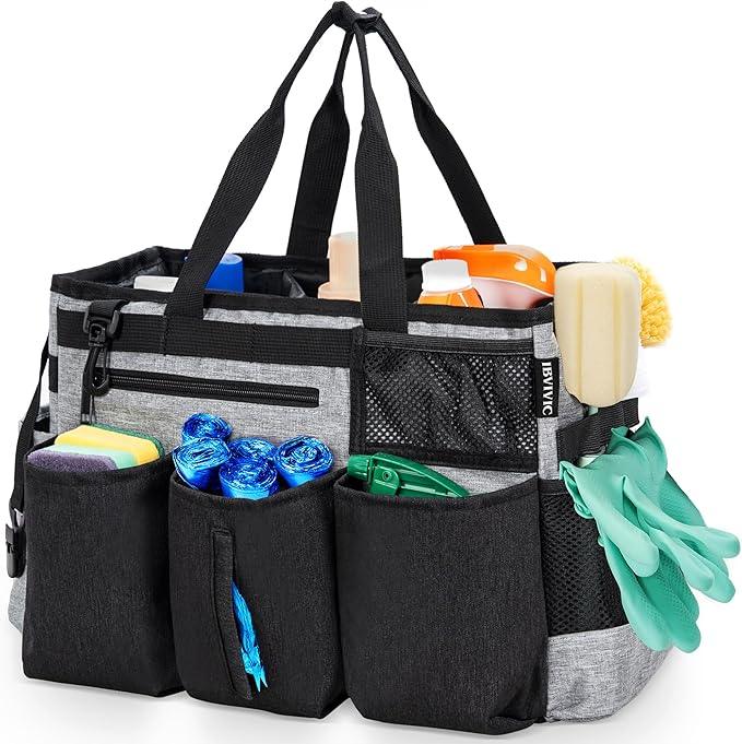 Wearable Cleaning Caddy Bag for Cleaning Supplies,Large Capacity Cleaning Organizer Grey - NeatNest