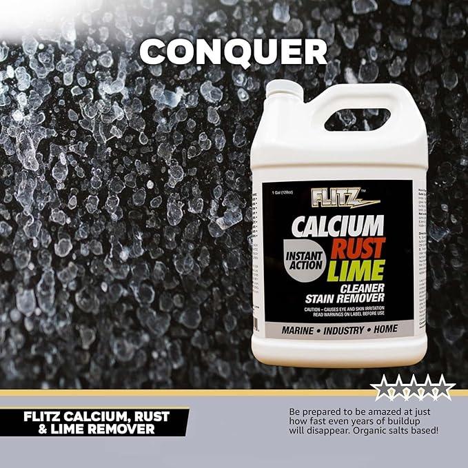 Flitz Calcium, Rust, & Lime Remover - 1 Gallon Bottle of USA-Made Limescale Remover for Toilets, Showers, and More - Powerful Spray that Instantly Eliminates Tarnish, Grease, and Other Grime (1 Pack) - NeatNest