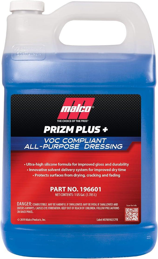 Malco Prizm Plus All-Purpose Dressing – Ultra High Silicone Formula Gives Superior Shine and Durability to Interior Rubber and Vinyl Surfaces/Protects Against Fading and Cracking/1 Gallon (196601) - NeatNest