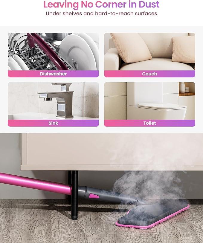 Schenley Steam Mop Cleaner with Detachable Handheld Steamer for Cleaning Hardwood, Laminate Floor, Tiles and Grout, with 13-in-1 Multi-purpose Accessories and Washable Microfiber Pads - NeatNest