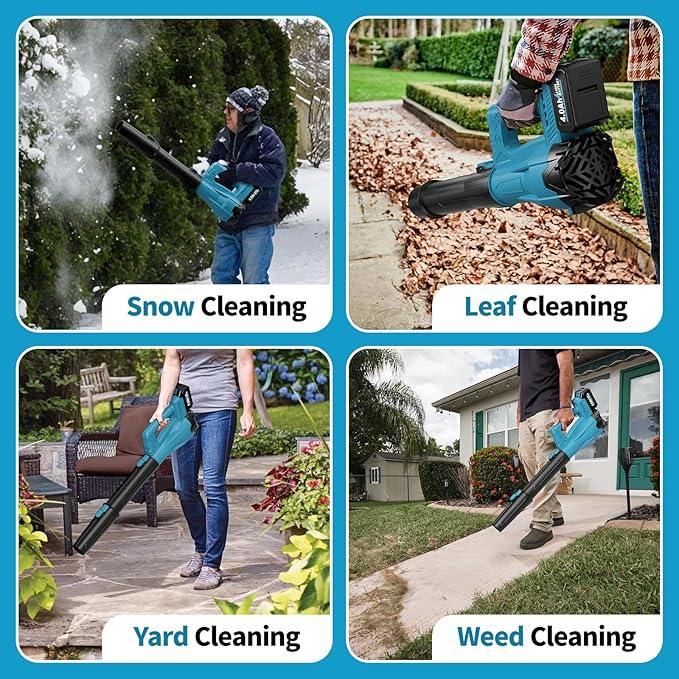 Leaf Blower Cordless, 21V Powerful Leaf Blower with 2 x 4.0Ah Battery & Fast Charger, Lightweight Electric Leaf Blowers for Lawn Care, Yard, Patio Cleaning, Blowing Leaves & Dust (Blue) - NeatNest