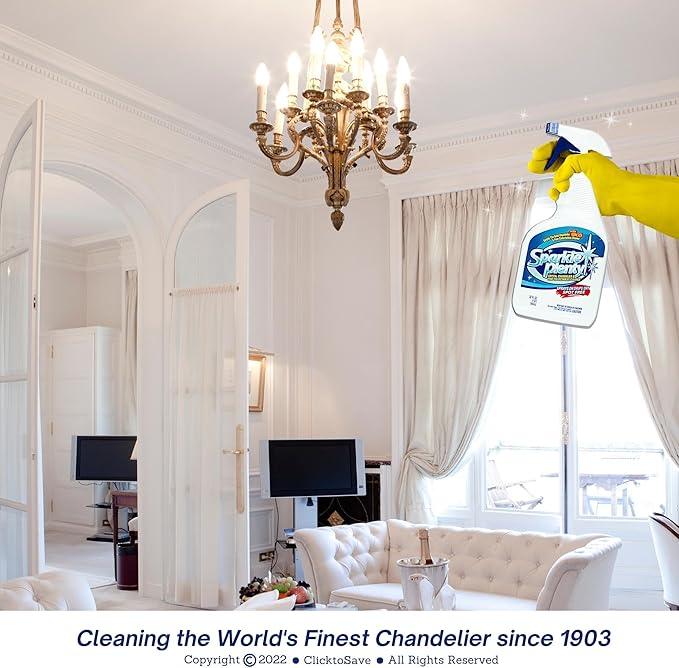 Sparkle Plenty Chandelier Cleaner Drip Dry Spray No Wipe - Dust Remover & Streak Free Glass Cleaner Spray for Crystal Chandelier & Window Screen - Versatile Household Cleaning Supplies (32 oz, 2 Pack) - NeatNest
