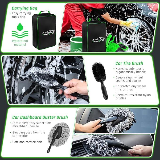 47PCS Car Detailing Kit Interior Cleaner, Car Cleaning Kit, Car Vacuum Car Interior Detailing Kit, Car Wash Kit with Bucket Auto Detailing Brush Set Car Accessories for Motorcycle, Cars, Bikes, Wheels - NeatNest
