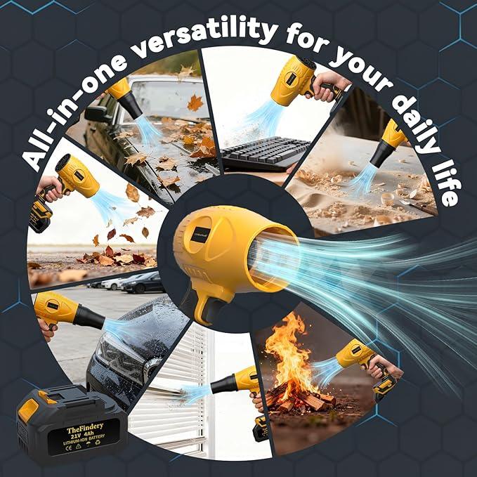 600000 RPM Lightweight Handheld Cordless Leaf Blower, Includes 2×4.0Ah Batteries, Charger, 3 Nozzles, Powerful Blowers Air Turbo Jet, with Earplugs, for Yard Cleaning, Lawn Care, Leaves & Dust - NeatNest