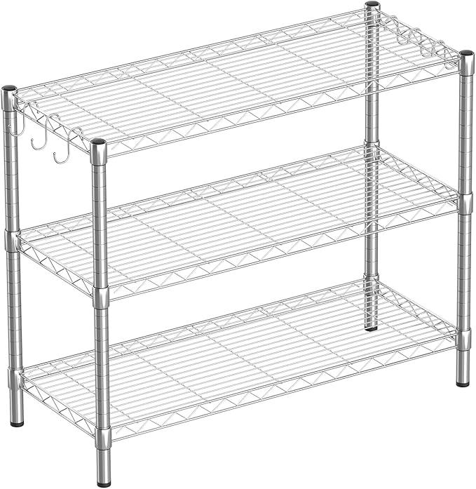 3-Shelf Adjustable Metal Shelf Wire Shelving Storage Rack for Office,Kitchen,Bedroom,Bathroom,Laundry,Pantry Basement,Garage(Chrome,36" L x 14" W x 30" H) - NeatNest